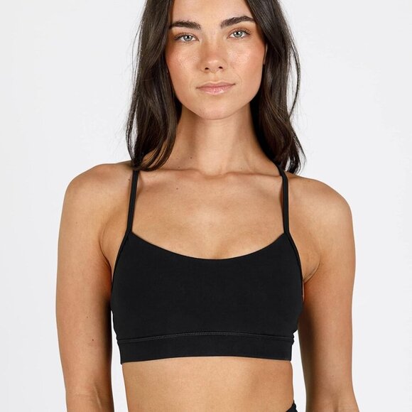 Black Racer Y Back Sports Bra - Padded, Low Impact, Soft Fabric, Medium Coverage - Picture 2 of 6